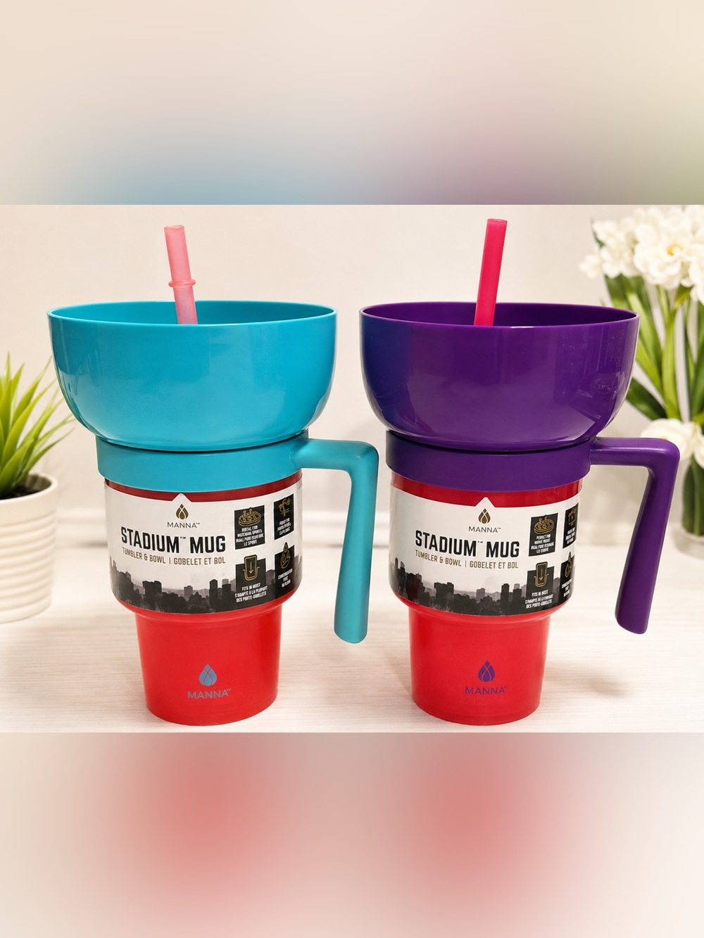Anna Stadium Mug with Turquoise and Purple Bowls * Price is for the 2